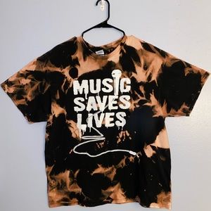 Music Saves Lives Bleach Dye T-Shirt